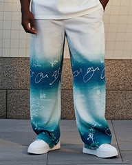 Big Boy Summer Featured Cold Gradient English Printed Trousers