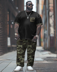 Big Men's T-shirt and Camouflage Pants Casual 2-Piece Outfit