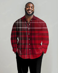 Men's Plus Size Daily Casual Gradient Print Lapel Long Sleeve Shirt