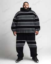 Men's Classic Tricolor Stripe Plus Size Hoodie Suit
