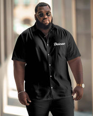 Men's Plus Size Simple Letter Print Short Sleeve Shirt