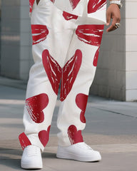 Big Boy Valentine Print Short Sleeve Shirt Trousers Suit