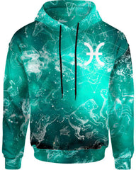 Men's Plus Size Fluorescent Starry Sky Pisces Printed Hoodie Suit