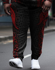 Men's Big & Tall Retro Viking Element Long-Sleeved Hoodie and Sweatpants Set