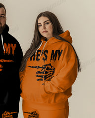 Couple Fashion Casual Plus Size Suit Skull Pointing Print Hoodie Suit