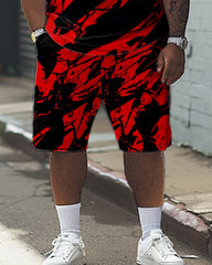 Artistic Ink-Throwed Printed T-Shirt Shorts Set Big Men's
