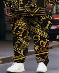 Men's Plus Size Hip Hop 2-Piece Tracksuit Poker Graphic Hoodie Set