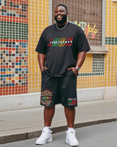 Men's Plus Size June Festival Digital Print T-Shirt Shorts Suit