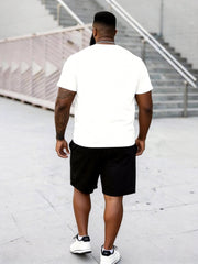 Big & Tall Men's "One Love" Reggae Color Matching Printed Crewneck Short Sleeve T-Shirt Shorts Set
