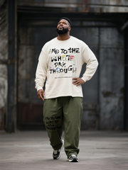 Big & Tall Men's Graffiti Letter Print Long Sleeve T-Shirt Pants Suit