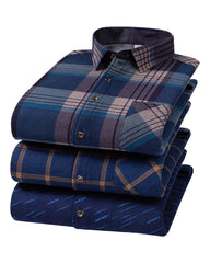 Big & Tall Men's Double-sided Velvet Padded Plaid Long Sleeve Shirt L-8XL