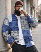 Big & Tall Men's Retro Square Texture Knit Cardigan