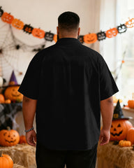Big & Tall Men's Halloween Skull Pumpkin Print Short Sleeve Shirt