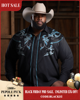 Men's Big and Tall Western Long Sleeve Shirt With Floral Design