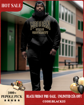 Men's Plus Size Morgan State University Style Hoodie and Sweatpants Two Piece Set