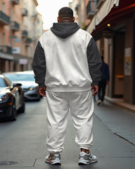 Men's Plus Size Casual Hip Hop Skull Poker A Hoodie Two-Piece Set