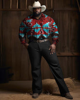 Men's Big & Tall Long Sleeve Western Shirt and Pants 2 Piece Set