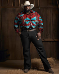 Men's Big & Tall Long Sleeve Western Shirt and Pants 2 Piece Set