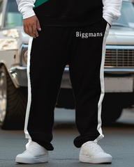 Men's Plus Size Simple Colorblock Alphabet Sweatshirt Two-Piece Set