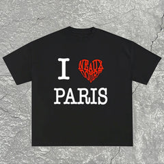 Big & Tall Men's I Love PARIS T-Shirt Denim Pants Suit