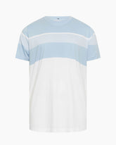 100 Cotton-White & Blue Striped Men's Short Sleeve T-Shirt