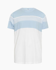 100 Cotton-White & Blue Striped Men's Short Sleeve T-Shirt