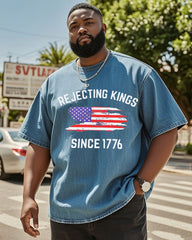 Big & Tall Men's Refused King Shirt Washed Denim Short Sleeve T-Shirt