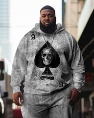 Men's Plus Size Casual Hip Hop Skull Poker A Hoodie (Pack of Two)