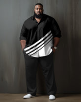 Men's Plus Size Business Color Matching Rambler Two-Piece Set