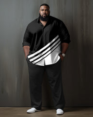 Men's Plus Size Business Color Matching Rambler Two-Piece Set