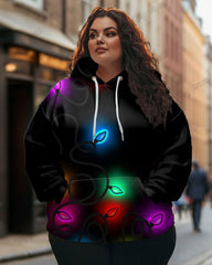 Women's Plus Fashion Colorful Lanterns Print Long Sleeve Hoodie