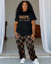Women's Big & Tall Nope Not Today T-Shirt and Trousers Set