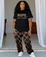Women's Big & Tall Nope Not Today T-Shirt and Trousers Set