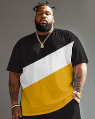 Street Casual Simple Colorblock Printed Large Men's Set