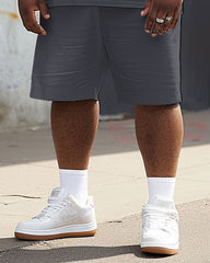 Street Casual Gray Colorblock Printed Large Men's Set