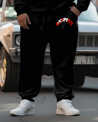 Men's Plus Size Respect Letter Print Sweatshirt Two-Piece Set