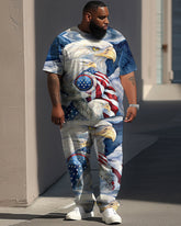 Independence Day Flag Eagle Print Large Men's Set