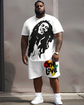 Big Men's Reggae Music One Love T-Shirt Shorts Set