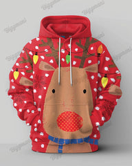 Big Guys Polka Dot Elk Christmas Hoodie & Pants Two Piece Set