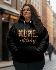 Women's Big & Tall Leopard NOPE Not Today Print Long Sleeve Hoodie