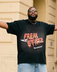 Plus Size Men's Global Abnormal State Printed T-shirt Denim Pants Suit