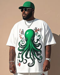 Big Shot. Anti-Stereo 3D Squid Print Suit Short-Sleeved Trousers