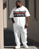 Street Simple Colorblock Letter Print Big Guy's Set