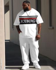 Street Simple Colorblock Letter Print Big Guy's Set