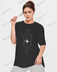 Big & Tall Women's Star & Moon Print Loose Short Sleeve T-shirt