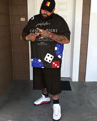 Men's Big & Tall Dice Casual Short Sleeve Shorts Set