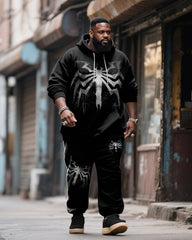 Big & Tall Men's Street Fashion Spider Graffiti Print Hoodie Suit