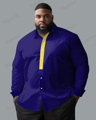 Men's Big & Tall Simple Stitching Cotton Long Sleeve Shirt