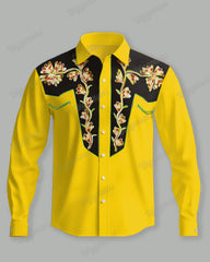 Men's Plus Size Western Cowboy Long Sleeve Shirt and Pants Set