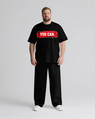 YOU CAN Slogan T-shirt & Pants Set